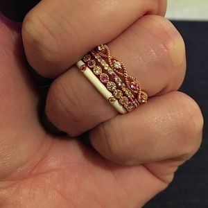 Rose Color Ring Stack with 4 Different Ring, Size 7